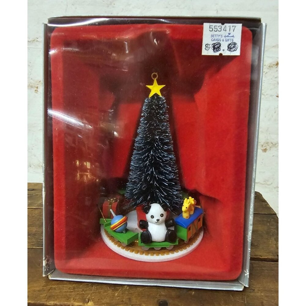 NIB Enesco Holiday Train Around a Christmas Tree Ornament Figurine